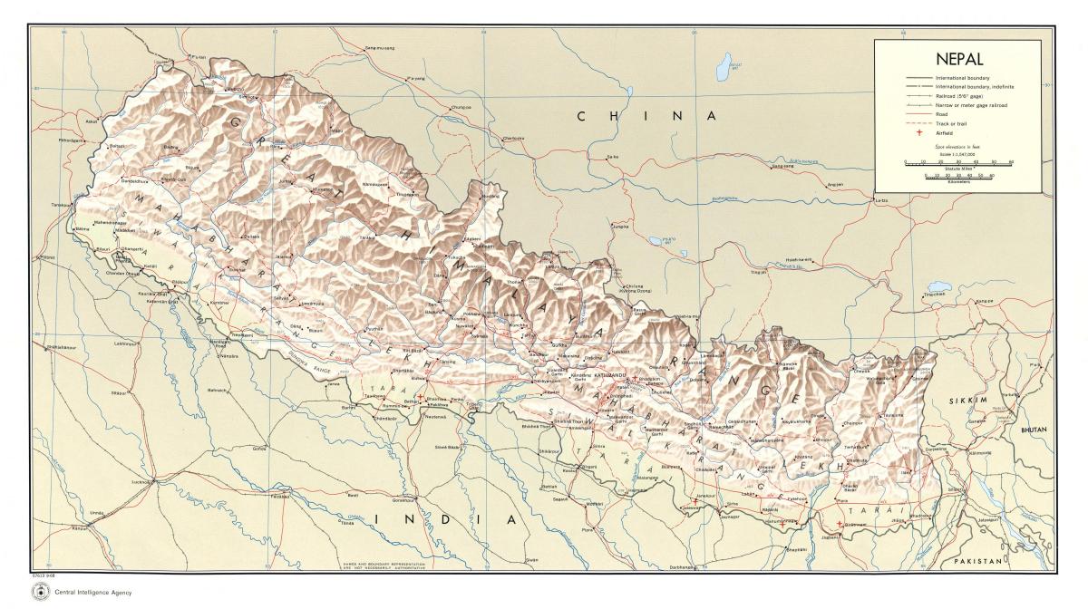 Nepal željezničke rute na karti