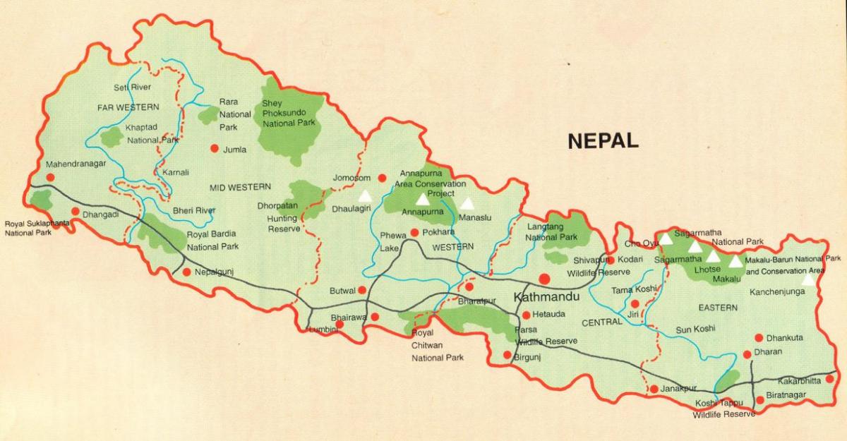 Karta turističkih pokhara, Nepal