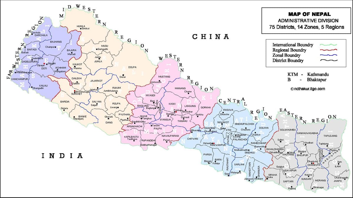 Nepal 75 područje na karti