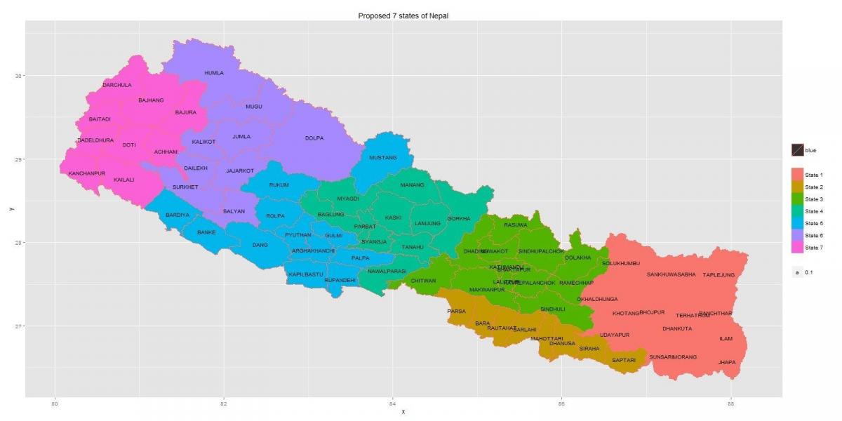 novi Nepal kartica sa 7 država