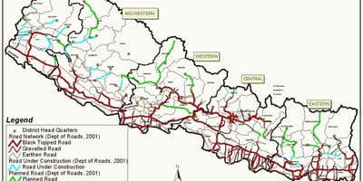 Nepal kartica s autoceste