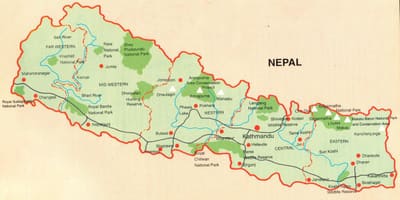 Karta turističkih pokhara, Nepal